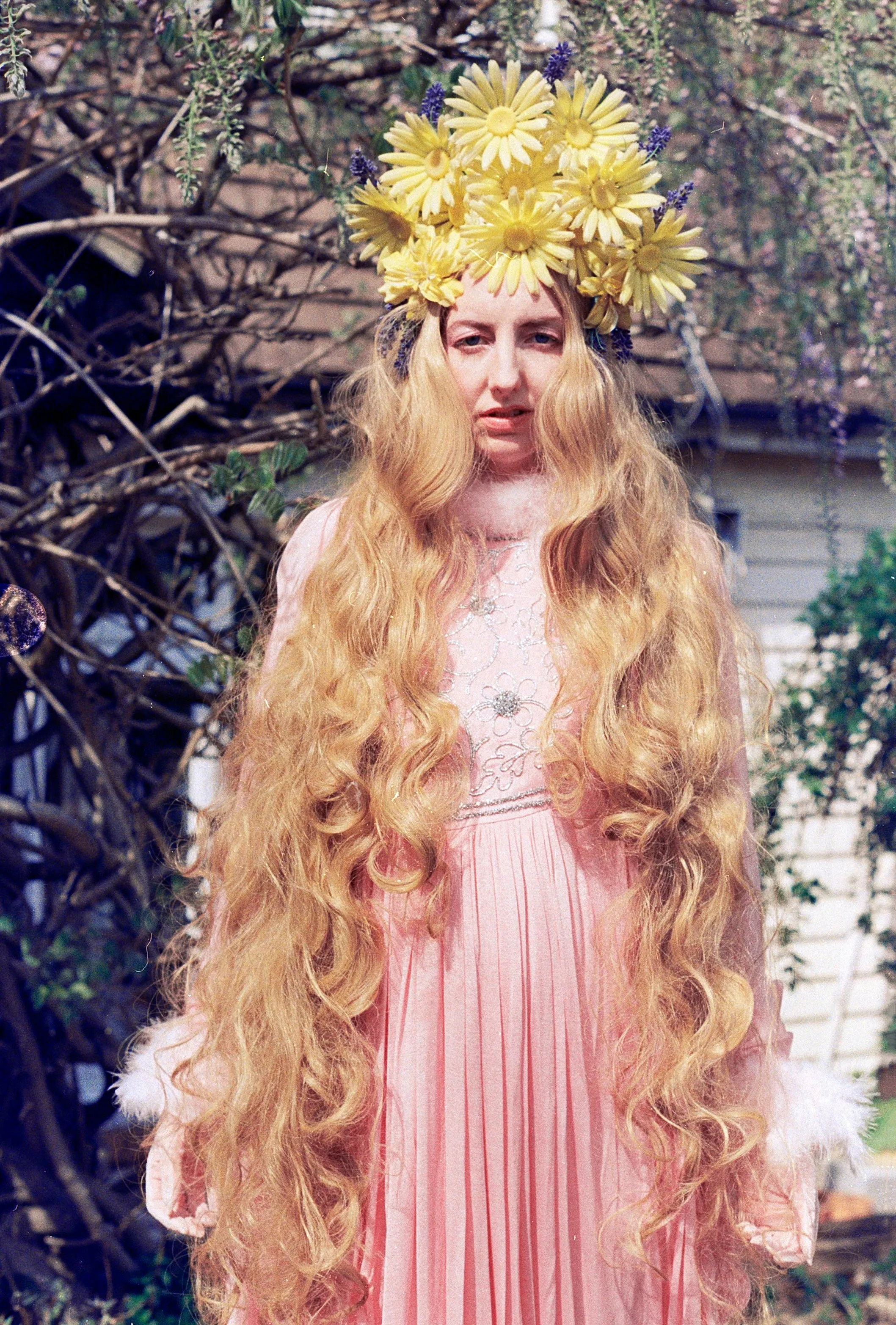 Yellow 60s daisies and Lavender Vintage Flower Headdress