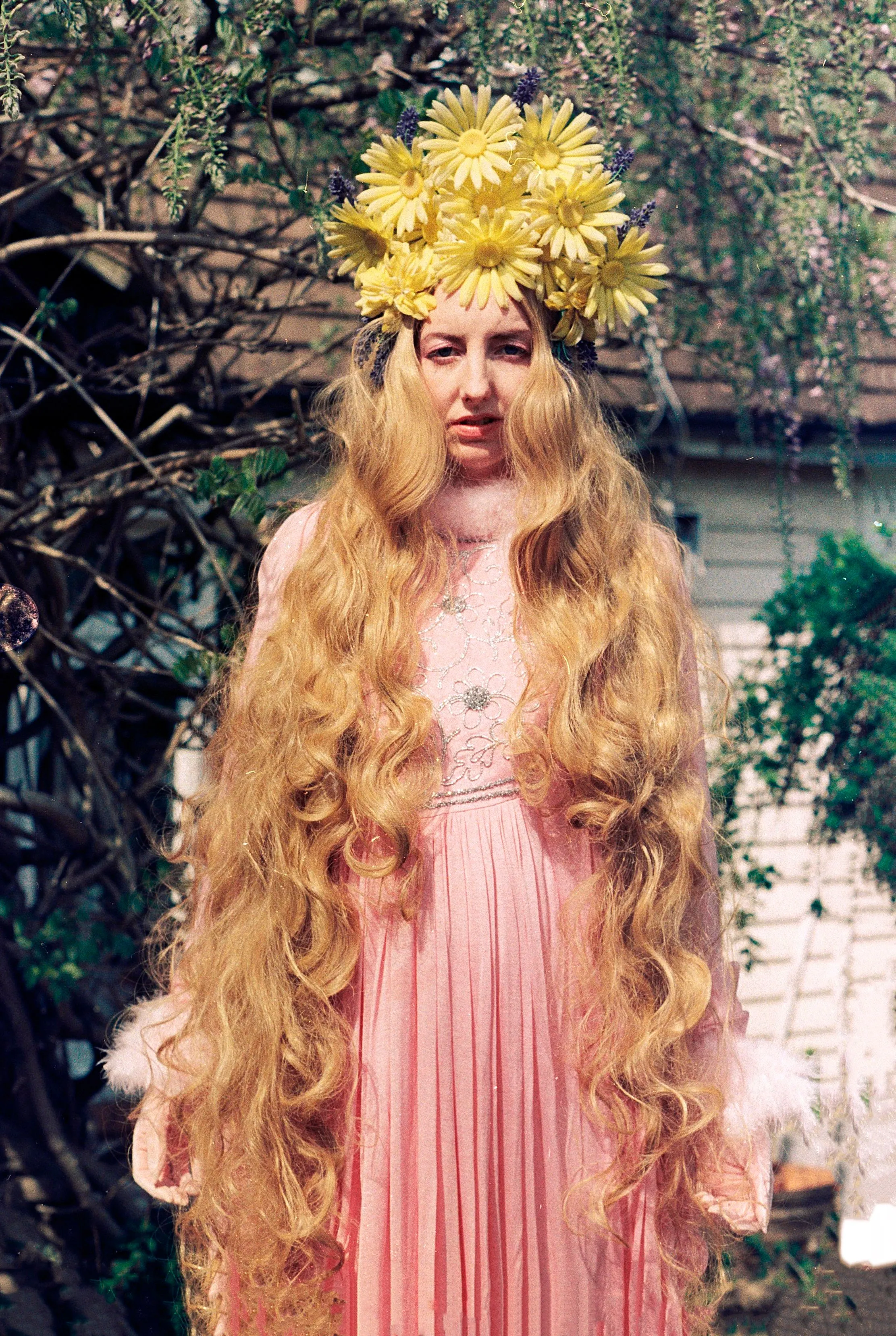 Yellow 60s daisies and Lavender Vintage Flower Headdress