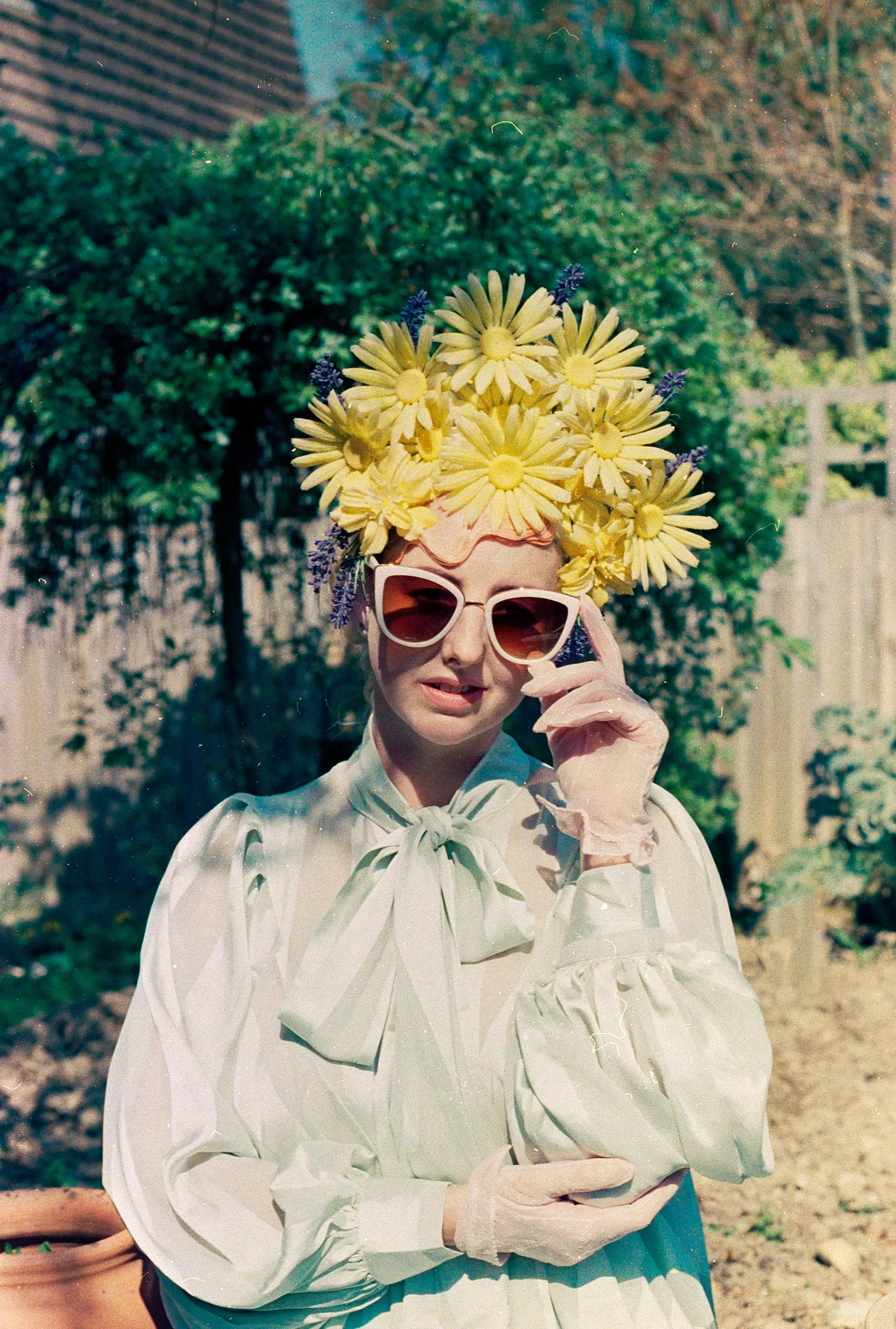 Yellow 60s daisies and Lavender Vintage Flower Headdress