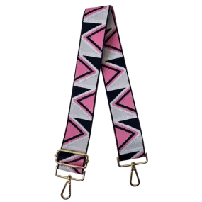 Zig Zag Bag Strap - Pink/Navy/White/Cream