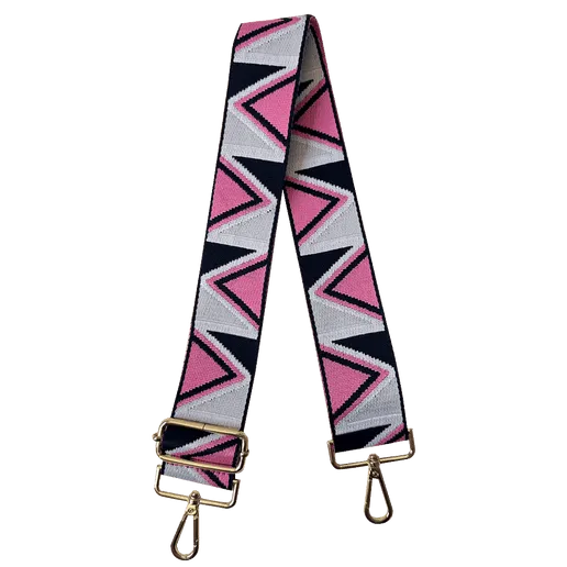 Zig Zag Bag Strap - Pink/Navy/White/Cream